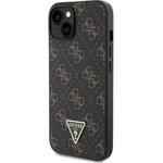 Guess PU Leather 4G Triangle Metal Logo kryt pre iPhone 14, čierny