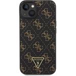 Guess PU Leather 4G Triangle Metal Logo kryt pre iPhone 14, čierny