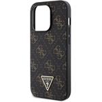 Guess PU Leather 4G Triangle Metal Logo kryt pre iPhone 14 Pro, čierny