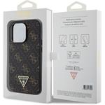 Guess PU Leather 4G Triangle Metal Logo kryt pre iPhone 14 Pro, čierny