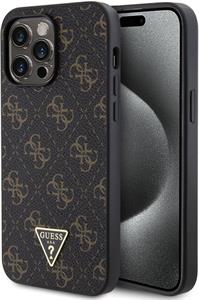 Guess PU Leather 4G Triangle Metal Logo kryt pre iPhone 14 Pro Max, čierny