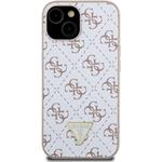 Guess PU Leather 4G Triangle Metal Logo kryt pre iPhone 15, biely