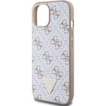 Guess PU Leather 4G Triangle Metal Logo kryt pre iPhone 15, biely