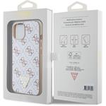 Guess PU Leather 4G Triangle Metal Logo kryt pre iPhone 15, biely