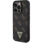 Guess PU Leather 4G Triangle Metal Logo kryt pre iPhone 15 Pro, čierny