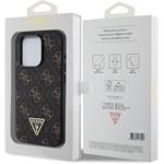 Guess PU Leather 4G Triangle Metal Logo kryt pre iPhone 15 Pro, čierny
