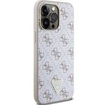 Guess PU Leather 4G Triangle Metal Logo kryt pre iPhone 15 Pro Max, biely