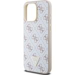 Guess PU Leather 4G Triangle Metal Logo kryt pre iPhone 15 Pro Max, biely