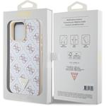 Guess PU Leather 4G Triangle Metal Logo kryt pre iPhone 15 Pro Max, biely