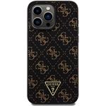 Guess PU Leather 4G Triangle Metal Logo kryt pre iPhone 15 Pro Max, čierny