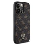 Guess PU Leather 4G Triangle Metal Logo kryt pre iPhone 15 Pro Max, čierny