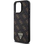 Guess PU Leather 4G Triangle Metal Logo kryt pre iPhone 15 Pro Max, čierny