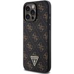 Guess PU Leather 4G Triangle Metal Logo kryt pre iPhone 15 Pro Max, čierny