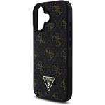 Guess PU Leather 4G Triangle Metal Logo kryt pre iPhone 16, čierny