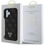 Guess PU Leather 4G Triangle Metal Logo kryt pre iPhone 16, čierny