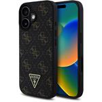 Guess PU Leather 4G Triangle Metal Logo kryt pre iPhone 16, čierny