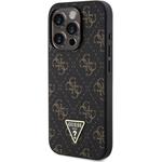 Guess PU Leather 4G Triangle Metal Logo kryt pre iPhone 16 Pro, čierny