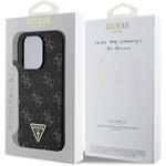 Guess PU Leather 4G Triangle Metal Logo kryt pre iPhone 16 Pro, čierny