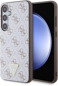 Guess PU Leather 4G Triangle Metal Logo kryt pre Samsung Galaxy S24+, biely