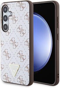 Guess PU Leather 4G Triangle Metal Logo kryt pre Samsung Galaxy S24, biely