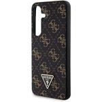 Guess PU Leather 4G Triangle Metal Logo kryt pre Samsung Galaxy S24+, čierny