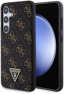 Guess PU Leather 4G Triangle Metal Logo kryt pre Samsung Galaxy S24+, čierny