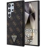 Guess PU Leather 4G Triangle Metal Logo kryt pre Samsung Galaxy S24 Ultra, čierny