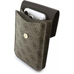Guess PU Leather+Grained 4G Metal Logo, taška na telefón, hnedá