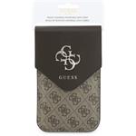 Guess PU Leather+Grained 4G Metal Logo, taška na telefón, hnedá