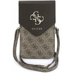 Guess PU Leather+Grained 4G Metal Logo, taška na telefón, hnedá