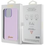 Guess PU Leather Iridescent Metal Script kryt pre iPhone 15 Pro Max, fialový