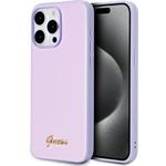 Guess PU Leather Iridescent Metal Script kryt pre iPhone 15 Pro Max, fialový