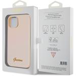 Guess PU Leather Iridescent Metal Script kryt pre iPhone 15, zlatý