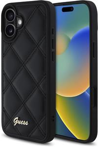 Guess PU Leather Quilted kryt pre iPhone 16, čierny