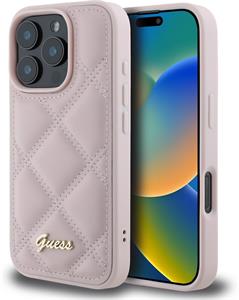 Guess PU Leather Quilted kryt pre iPhone 16 Pro Max, ružový