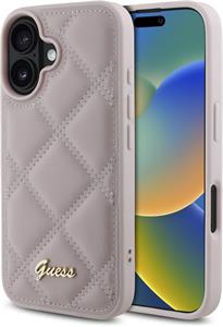 Guess PU Leather Quilted kryt pre iPhone 16, ružový