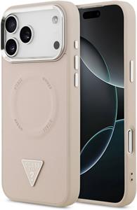 Guess PU Leather Triangle Logo MagSafe kryt pre iPhone 17 Pro Max, ružový