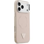 Guess PU Leather Triangle Logo MagSafe kryt pre iPhone 17 Pro, ružový