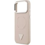Guess PU Leather Triangle Logo MagSafe kryt pre iPhone 17 Pro, ružový