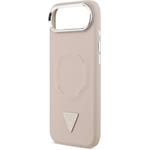 Guess PU Leather Triangle Logo MagSafe kryt pre iPhone Air, ružový
