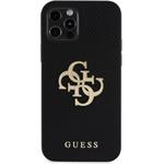 Guess PU Perforated 4G Glitter Metal Logo kryt pre iPhone 12/12 Pro, čierny