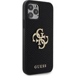 Guess PU Perforated 4G Glitter Metal Logo kryt pre iPhone 12/12 Pro, čierny