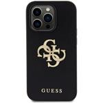 Guess PU Perforated 4G Glitter Metal Logo kryt pre iPhone 14 Pro, čierny