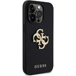 Guess PU Perforated 4G Glitter Metal Logo kryt pre iPhone 14 Pro, čierny