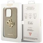 Guess PU Perforated 4G Glitter Metal Logo kryt pre iPhone 14 Pro Max, zlatý