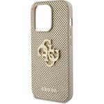 Guess PU Perforated 4G Glitter Metal Logo kryt pre iPhone 14 Pro, zlatý