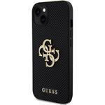 Guess PU Perforated 4G Glitter Metal Logo kryt pre iPhone 15, čierny