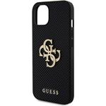 Guess PU Perforated 4G Glitter Metal Logo kryt pre iPhone 15, čierny