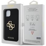 Guess PU Perforated 4G Glitter Metal Logo kryt pre iPhone 15, čierny