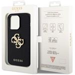 Guess PU Perforated 4G Glitter Metal Logo kryt pre iPhone 15 Pro Max, čierny